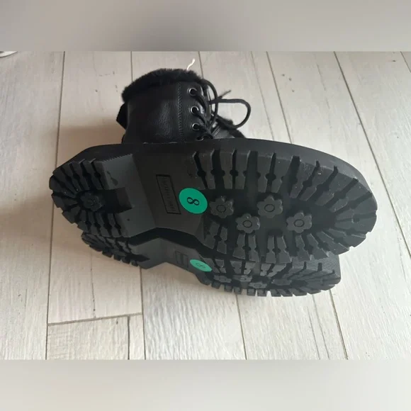 Sincerely Jules Black Ankle Boots with Fur Trim - Picture 5 of 6